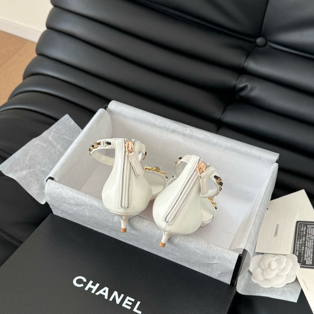 MID-HEEL 35 MM SANDAL IN WHITE SHEEPSKIN WITH STICKERS