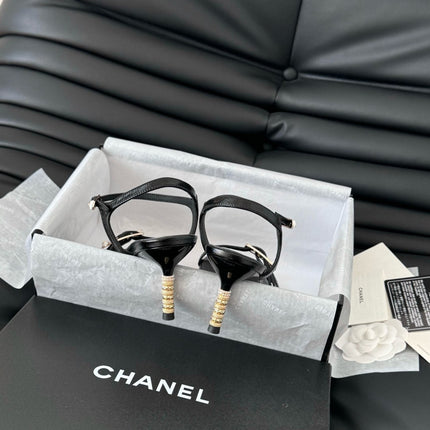 HIGH HEEL 75 MM SANDAL IN BLACK SHEEPSKIN