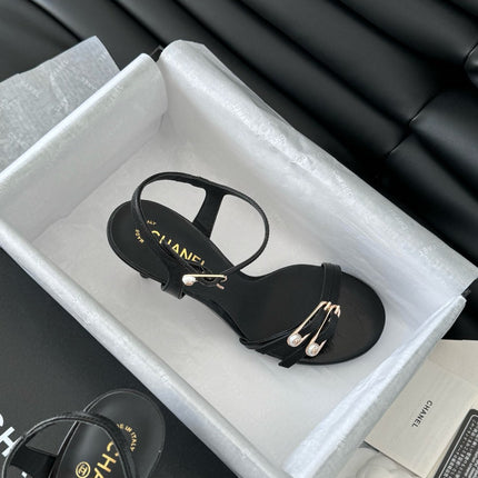 HIGH HEEL 75 MM SANDAL IN BLACK SHEEPSKIN