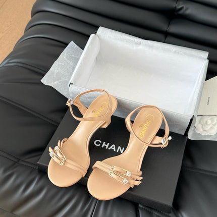 HIGH HEEL 75 MM SANDAL IN NUDE TAN SHEEPSKIN