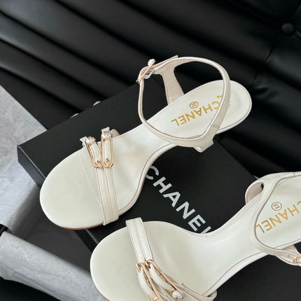 HIGH HEEL 75 MM SANDAL IN WHITE SHEEPSKIN