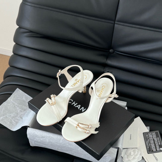 HIGH HEEL 75 MM SANDAL IN WHITE SHEEPSKIN