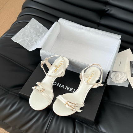 HIGH HEEL 75 MM SANDAL IN WHITE SHEEPSKIN