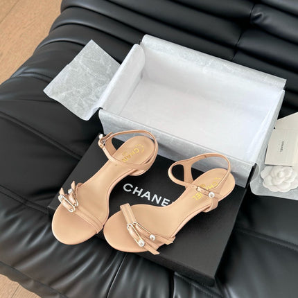 MID-HEEL 35 MM SANDAL IN NUDE TAN SHEEPSKIN