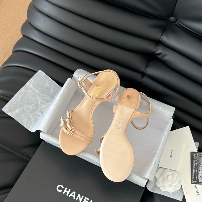 MID-HEEL 35 MM SANDAL IN NUDE TAN SHEEPSKIN