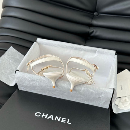 MID-HEEL 35 MM SANDAL IN WHITE SHEEPSKIN