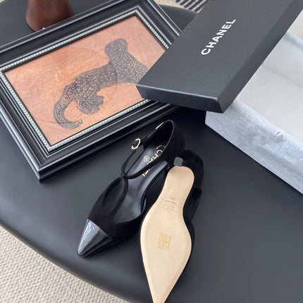 HIGH HEELS WAIST CUTTING IN BLACK SUEDUE MIX GLOSSY