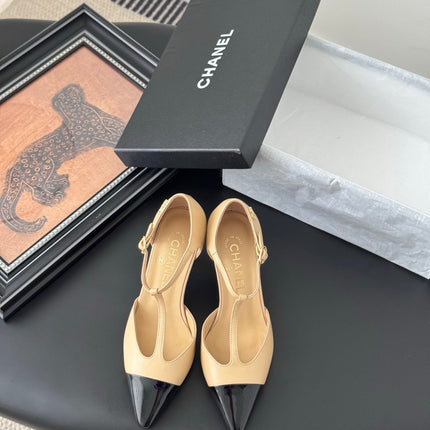 HIGH HEELS WAIST CUTTING IN BROWN BEIGE MIX BLACK CALFSKIN