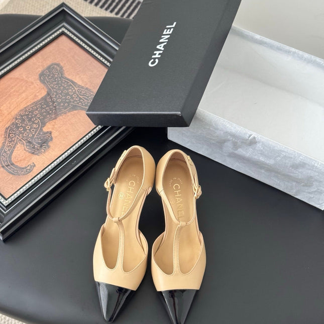 HIGH HEELS WAIST CUTTING IN BROWN BEIGE MIX BLACK CALFSKIN