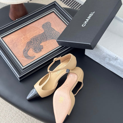 HIGH HEELS WAIST CUTTING IN BROWN BEIGE MIX BLACK CALFSKIN