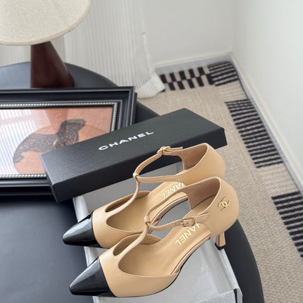 HIGH HEELS WAIST CUTTING IN BROWN BEIGE MIX BLACK CALFSKIN