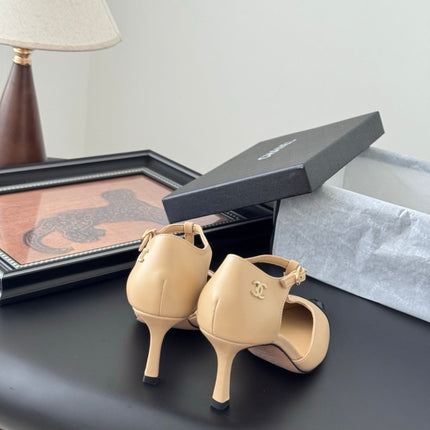 HIGH HEELS WAIST CUTTING IN BROWN BEIGE MIX BLACK CALFSKIN