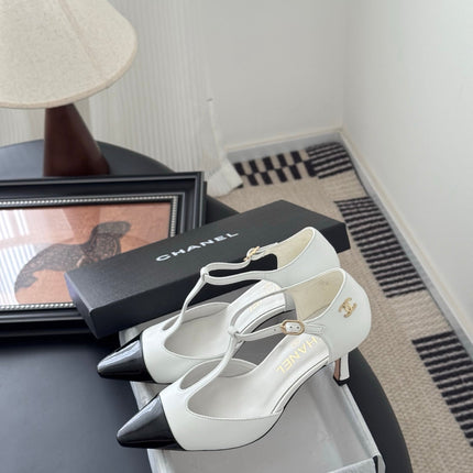 HIGH HEELS WAIST CUTTING IN WHITE MIX BLACK CALFSKIN