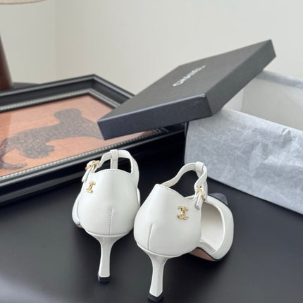 HIGH HEELS WAIST CUTTING IN WHITE MIX BLACK CALFSKIN