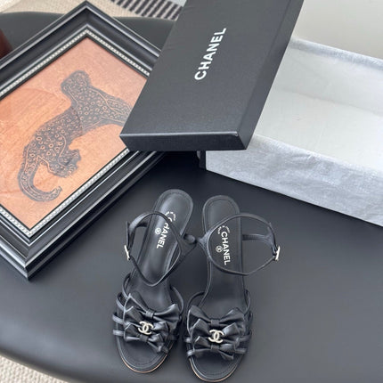 HIGH HEELS SANDALS IN BLACK SHEEPSKIN