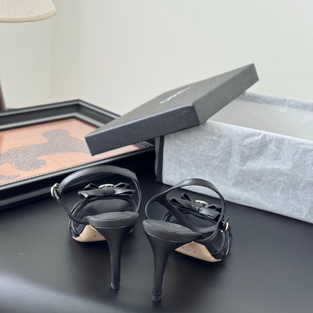 HIGH HEELS SANDALS IN BLACK SHEEPSKIN