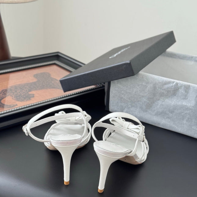 HIGH HEELS SANDALS IN WHITE SHEEPSKIN