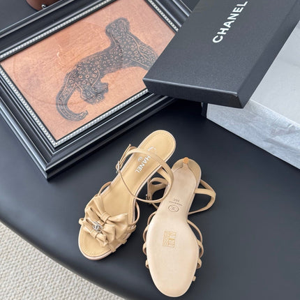 HIGH HEELS SANDALS IN TAN BEIGE SHEEPSKIN