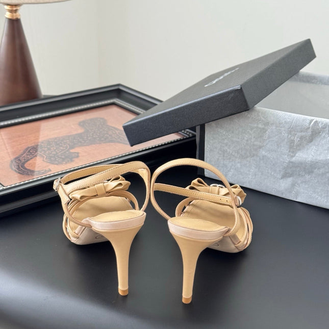 HIGH HEELS SANDALS IN TAN BEIGE SHEEPSKIN