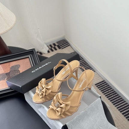 HIGH HEELS SANDALS IN TAN BEIGE SHEEPSKIN