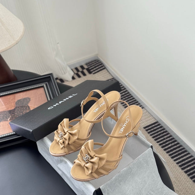 HIGH HEELS SANDALS IN TAN BEIGE SHEEPSKIN