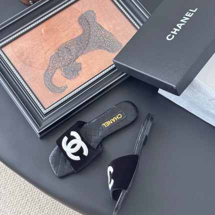 SLIPPER IN BLACK CALFSKIN MIX VELVET