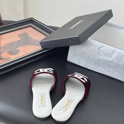 SLIPPER IN WHITE CALFSKIN MIX RED VELVET