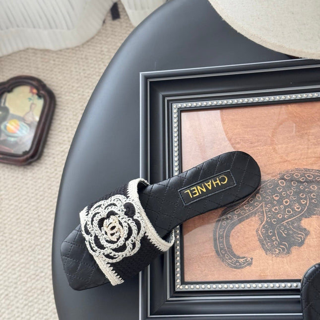 SLIPPER IN BLACK CALFSKIN MIX WOOL