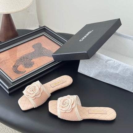 SLIPPER IN PEACH PINK CALFSKIN MIX WOOL