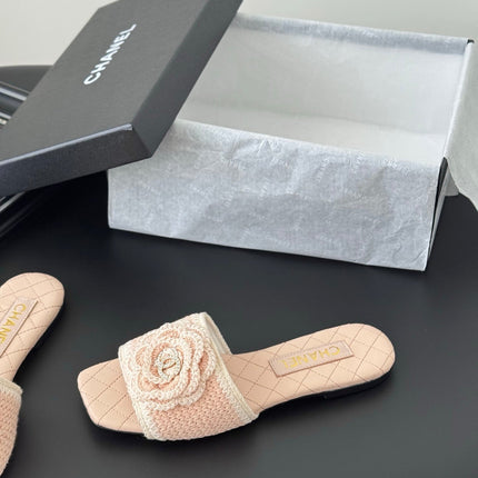 SLIPPER IN PEACH PINK CALFSKIN MIX WOOL