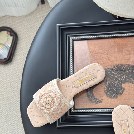 SLIPPER IN PEACH PINK CALFSKIN MIX WOOL