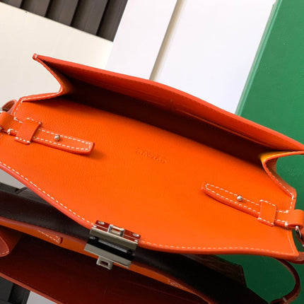 CHYPRE WALLET-POUCH 21 IN ORANGE GOYARDINE CANVAS AND CALFSKIN