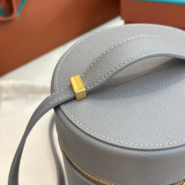 EXTRA CASE MEDIUM 16 BAG IN DOVE GRAY SMOOTH CALFSKIN WITH GOLD HARDWARE