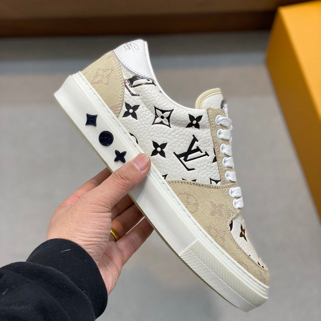 LV MONOGRAM BEIGE AND WHITE SNEAKERS