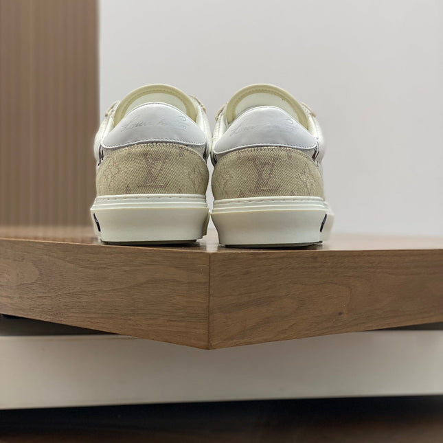 LV MONOGRAM BEIGE AND WHITE SNEAKERS