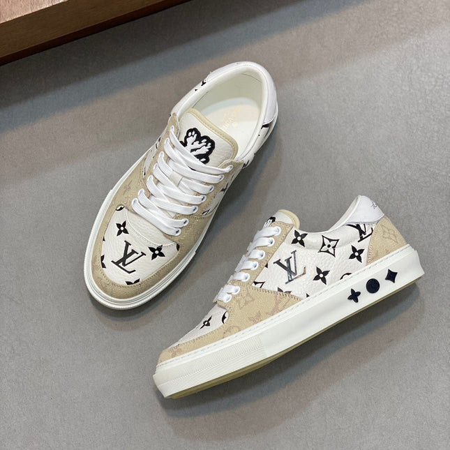 LV MONOGRAM BEIGE AND WHITE SNEAKERS