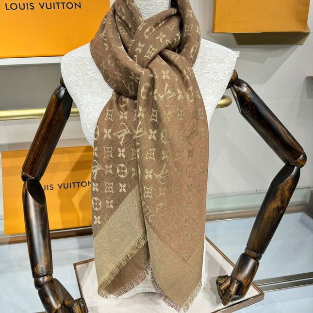 LV SCARF 140 CM IN WOOL MIX SILK 693014