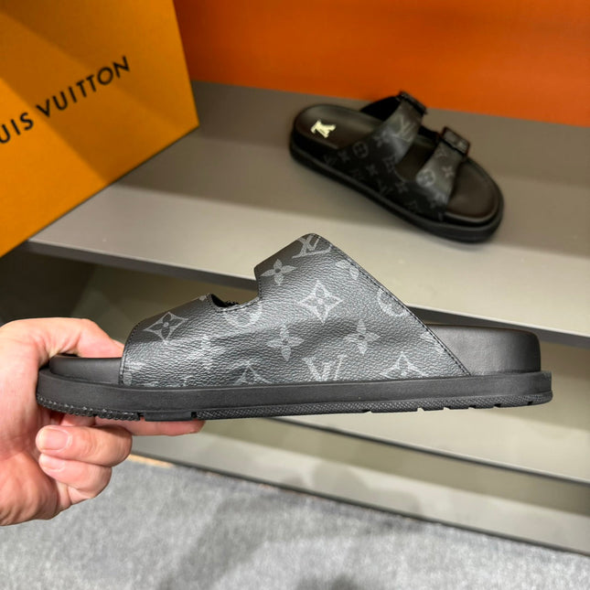 LV DAD SANDAL BLACK MONOGRAM CALFSKIN