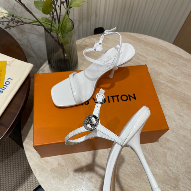 6AM HIGH SANDAL 95 MM IN WHITE PATENT LAMBSKIN