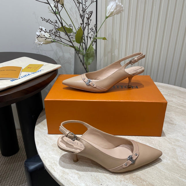 HIGH SLINGBACKS 5 CM IN BEIGE CREAM CALFSKIN