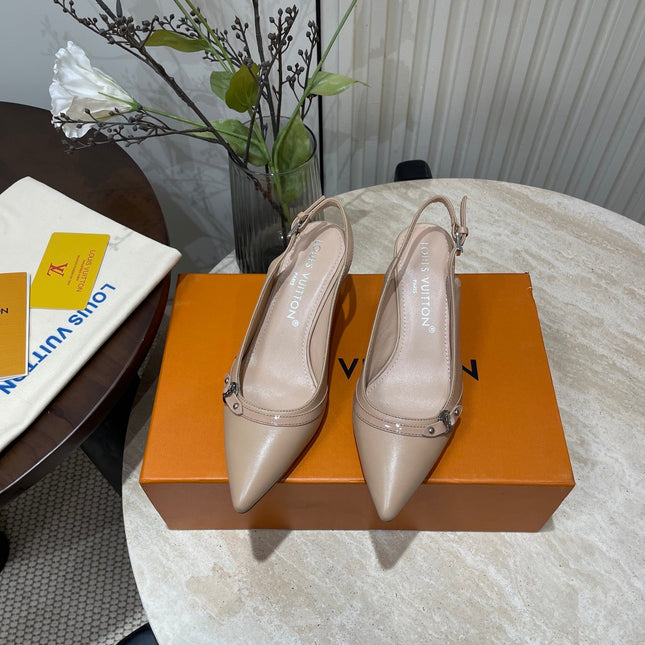 HIGH SLINGBACKS 5 CM IN BEIGE CREAM CALFSKIN