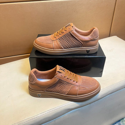 LV SNEAKERS IN RUSSET BROWN CALFSKIN AND SUEDE