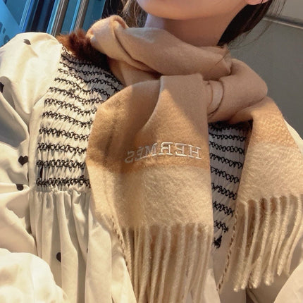 SCARF 180 CM IN CAMEL BEIGE MIX WHITE CASHMERE 366048