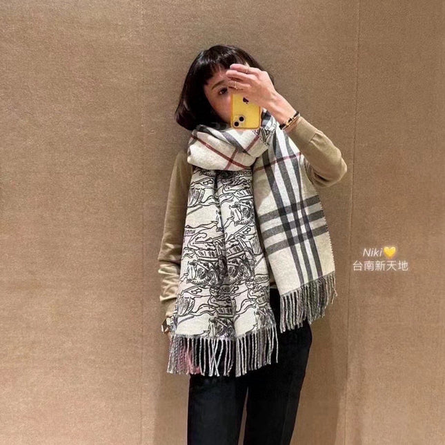 REVERSIBLE EKD STONE GRAY CASHMERE 210 CM SCARF 407191
