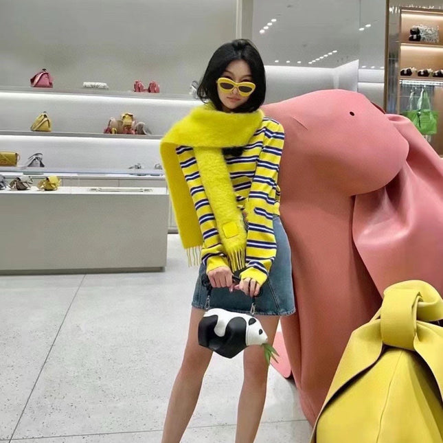 SCARF IN NEON YELLOW MOHAIR AND WOOL 411685