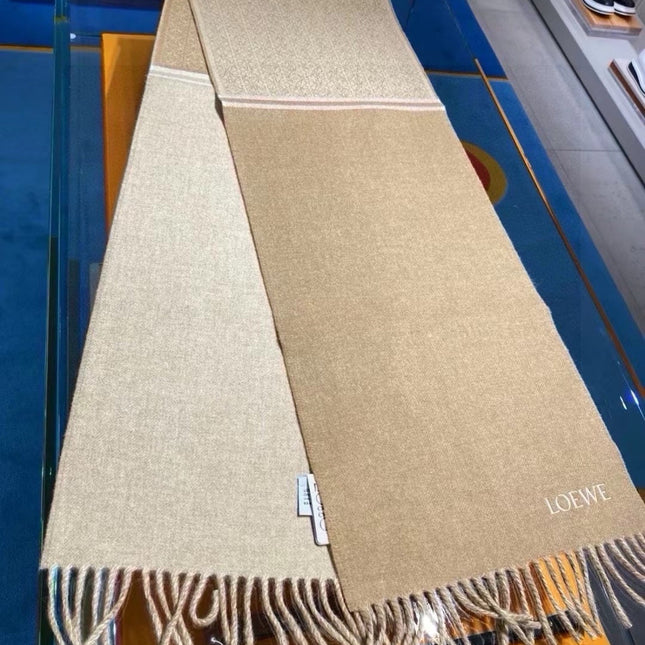 SCARF 180 CM IN CAMEL BEIGE MIX WHITE WOOL AND CASHMERE 415237