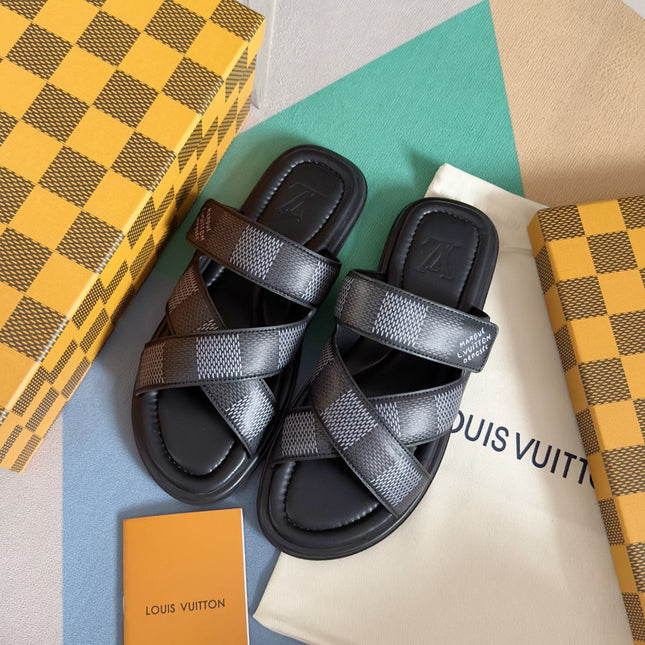 LV VENICE MULE SLIDE SANDALS MONOGRAM BLACK