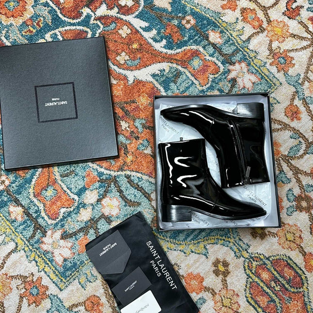 SL YVES NEW BOOTS BLACK POLISHED CALFSKIN