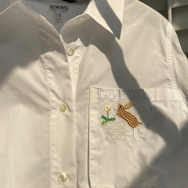 Loewe 2025 Embroidered Shirt White Cotton
