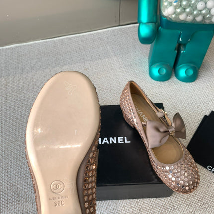 CC MARY JANES SHOES IN COPPER SATIN WITH RHINESTONES